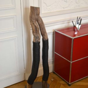 Sculpture bois naturel entouré de cordage polyamide