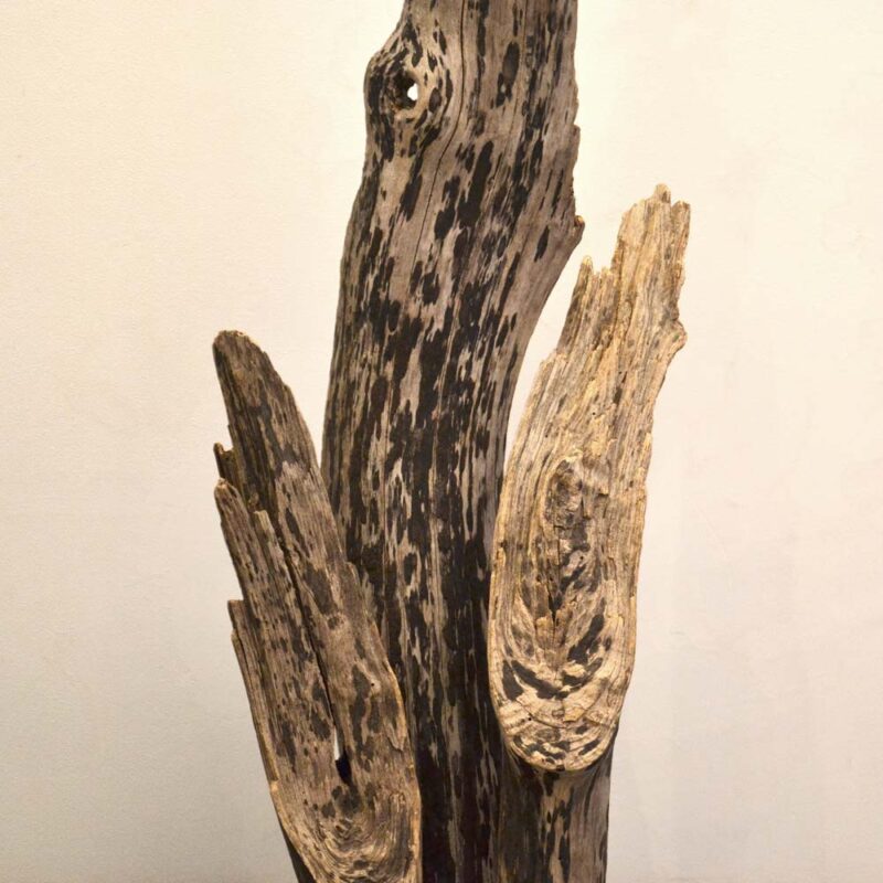 Lampe bois flotté, design brut et naturel par le sculpteur et artiste français Frédéric Ansermet