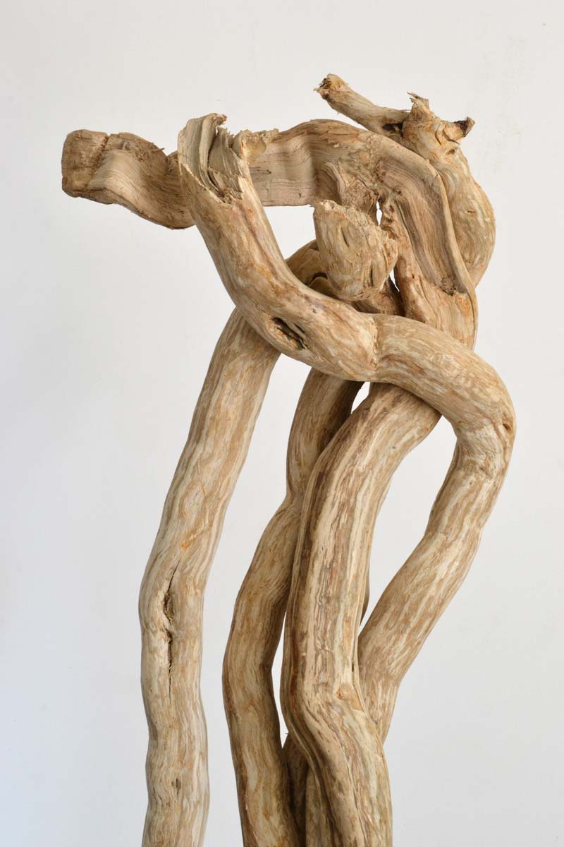 Luminaire LED en bois brut, bois flotté naturel par le sculpteur et artiste français Frédéric Ansermet