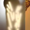 Luminaire LED en bois brut, Verre dépoli. socle acier par l'artiste et sculpteur Frédéric Ansermet
